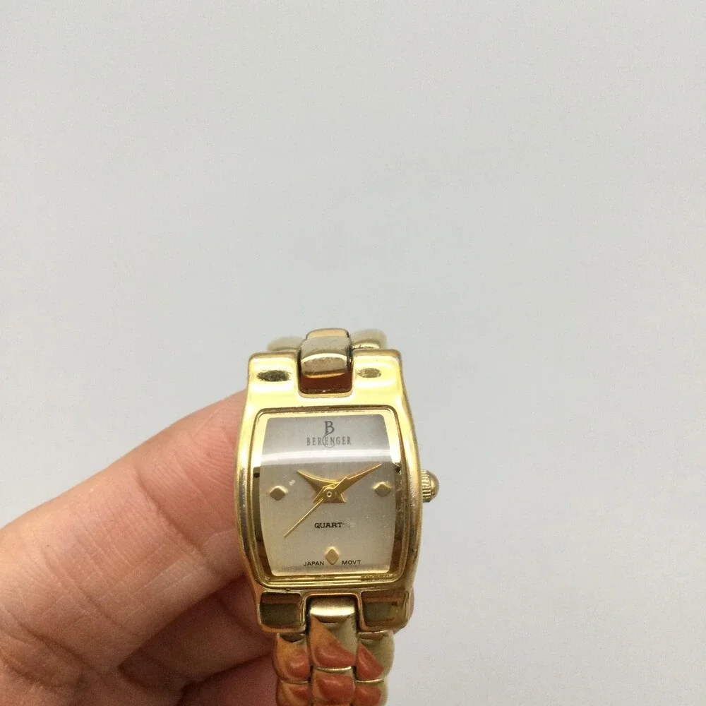 Berenger Womens Watch 16mm Gold Plated Bracelet Cream Dial New Battery 7.75